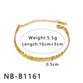 Golden woven mesh chain bracelet in stainless steel with adjustable lobster clasp closure - Embossed Textured Chain (NB-B1161)