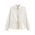 White utility jacket with drawstring waist and cargo pockets in a flat lay view - S / White Jacket