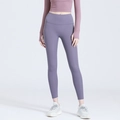 Damen Fitness-Set mit rosa Langarm-Oberteil und lila High-Waist Seamless Leggings - Gallenlila