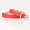 Minimalist red leather belt for women with elegant golden horseshoe pin buckle - Red