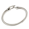 Brazalete minimalista de hilo de acero inoxidable trenzado plata con cierre pulido - Cable Liso Cierre de Herradura / Color Acero