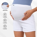Pantaloncini premaman in denim bianco con fascia elastica regolabile per ogni trimestre - Bianco