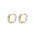 S925 sterling silver square earrings with lava texture and two-tone gold silver finish - 925 Silver / Gold and Silver Two-tone