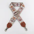 5cm breiter verstellbarer Umhängegurt mit Retro Blumenstickerei und goldenem Metallkarabiner - Rot Blau Geometrisch Blumig (MCX-KJ323-AP2-BG4-GS)