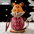 Christmas reindeer gift bag with red snowflake patterns and JOY text, 15x22 cm size - Reindeer Apple Bag A / 15*22 cm