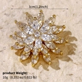 Elegant gold flower brooch with marquise cubic zirconia, 3cm diameter and 10g weight - Gold Floral Zirconia (BRS-J429G)
