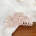 Haarklammer aus Acetat mit rosa-weißer Marmorierung und großem Ausschnitt-Design - 13cm / Irisierendes Rosa 13CM