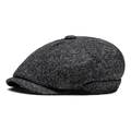 Donkergrijze gebreide newsboy pet voor heren met warme, gestructureerde wolmix stof - Verstelbaar / donkergrijs
