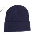 Classic navy blue knit beanie hat for winter warmth with solid color ribbed texture - Adult 56-60cm / Navy Blue