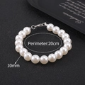 Macro detail of 10mm white pearls on a men's bracelet with 20cm perimeter size - 10mm Bead - 20cm Bracelet