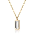 Elegante Goldhalskette mit rechteckigem Zirkonia-Anhänger an einer feinen Kette - Rechteckiger Klarer Edelstein (SN21062902W)