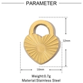 Detailed parameter view of 10mm x 12mm golden stainless steel heart pendant with texture - Heart Sunburst Texture (VG950)
