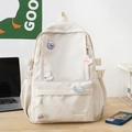 Zaino in nylon bianco crema con graziose spille a cartone e fibbie regolabili - Bianco (Senza accessori)
