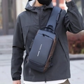 Men's anti-theft motorcycle chest bag with USB port and security password lock - Blue