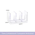 Three-slot clear acrylic bookend organizer with dimensions 244x134x130mm for desk storage - Transparent [Extra Long & Thick] 3-Slot Bookend