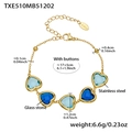 Edelstahlarmband 18k vergoldet mit blauen Herzglassteinen und S.Steel-Stempel - Mischblaues Strass-Armband (TXE510) / 17+5cm / Gold