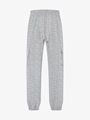 Detail of light gray men's cargo pants showing textured grid fabric and drawstring - Marl Grey