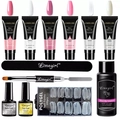 Poly nail gel kit with six 15ml colors, slip solution, and manicure tools set - Classic Color Poly Gel Kit (H-ZH53-PGP-01-06-15ml)