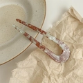 U-shaped hair pin made of acetate with a marble pattern in brown and white - Faux Acetate Mint Green