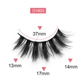 Thick black synthetic false eyelashes D1603 with 17mm length in a pink box packaging - Model D1603