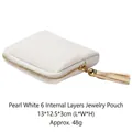Mini jewelry organizer bag in pearl white woven texture with a gold tassel zipper - Pearl White (6 Layers) Tassel Style