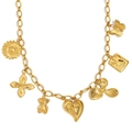 Collana in acciaio placcato oro con ciondoli a girasole orsetto cuore e farfalla elegante - Stile Multi-Pendente (N3488) / Oro
