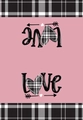 Absorbent Valentine's dish towel featuring pink Love text and checkered heart design - LOVE Pink Plaid Border(MB1-24)