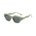 Retro polygon sunglasses with wavy light green frame and dark grey lenses for fashion - Green Frame Grey Lens