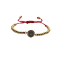 Bracelet œil porte-bonheur ajustable avec perles dorées et cordon tressé rouge vif - Perles De Cuivre Corde Rouge / Or/Rouge