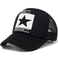 Gorra trucker negra con diseño de estrella y malla transpirable de estilo urbano - Ajustable / Negro