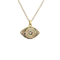 Golden Evil Eye necklace with colorful crystal pendant on a white background - Multi-color Pave Zircon Eye