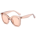 Cat eye oversized sunglasses with transparent peach pink resin frame and tinted lenses - C02 Champagne