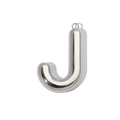 Macro shot of mirror-polished silver letter J pendant made of durable stainless steel - Letter J / Mirror Silver