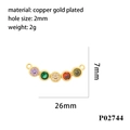Detailed view of 26mm x 7mm 18K gold plated copper curved pendant with multi-color stones - P02744-Colorful Arc Linker