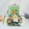 3D butterfly and sunflower pop-up greeting card with gold Best Wishes text, 15x20cm size - Spinning Lily (Green Cover)