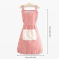 Waterproof red striped apron with white pockets and ruffles, 75x72cm dimension - Red - Cotton Linen Lace Apron
