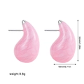 Pink marble teardrop earring detail showing 32mm by 18mm dimensions and 9.8g weight - Silver Pink (22537_2)