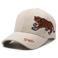 Cappellino beige con ricamo a tigre e dettaglio Ding Xiu sulla visiera - Beige Chiaro