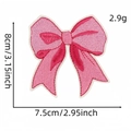 Patch termoadesiva ricamata a fiocco natalizio rosa con misure per il fai da te - 2# Fiocco
