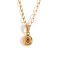 Minimalist 18K gold plated necklace featuring a 3D bubble letter O pendant and paperclip chain - Gold-O