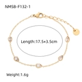 Gold stainless steel bracelet with teardrop zircons, 17.5+3.5cm long, 1.6g weight - Gold White Zirconia