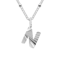 Zilverkleurige titaniumstalen ketting met een getextureerde letter N-hanger - Letter N (N-Staalkleur)