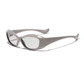 Occhiali da sole quadrati oversize Y2K futuristici con montatura grigia lucida - Grigio Distressed