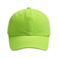 Detailed front view of a neon green cotton baseball cap with reinforced stitching - Green