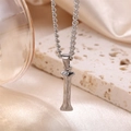 Silver letter I pendant necklace with vintage textured finish and fine metal chain - Steel Letter I (Pendant Only)
