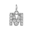 Silver letter M pendant with micro-paved cubic zirconia and 18k gold plating - Steel-M