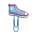 Blue metal paperclip featuring a cute blue and pink high-top canvas sneaker charm - 4112-12 Blue Canvas Shoe
