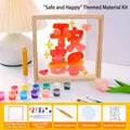 DIY acrylic glass painting kit with wooden frame, color paints, and brush set - Peace and Joy 15x15cm