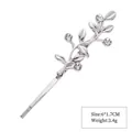 Silver leaf bobby pin featuring sparkling rhinestones with a minimalist metal design - Style 4 Silver