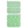 Light green silicone 3D bear ice cube mold set with base and lid for 6 cavities - 6-Cavity Bear (Avocado Green)